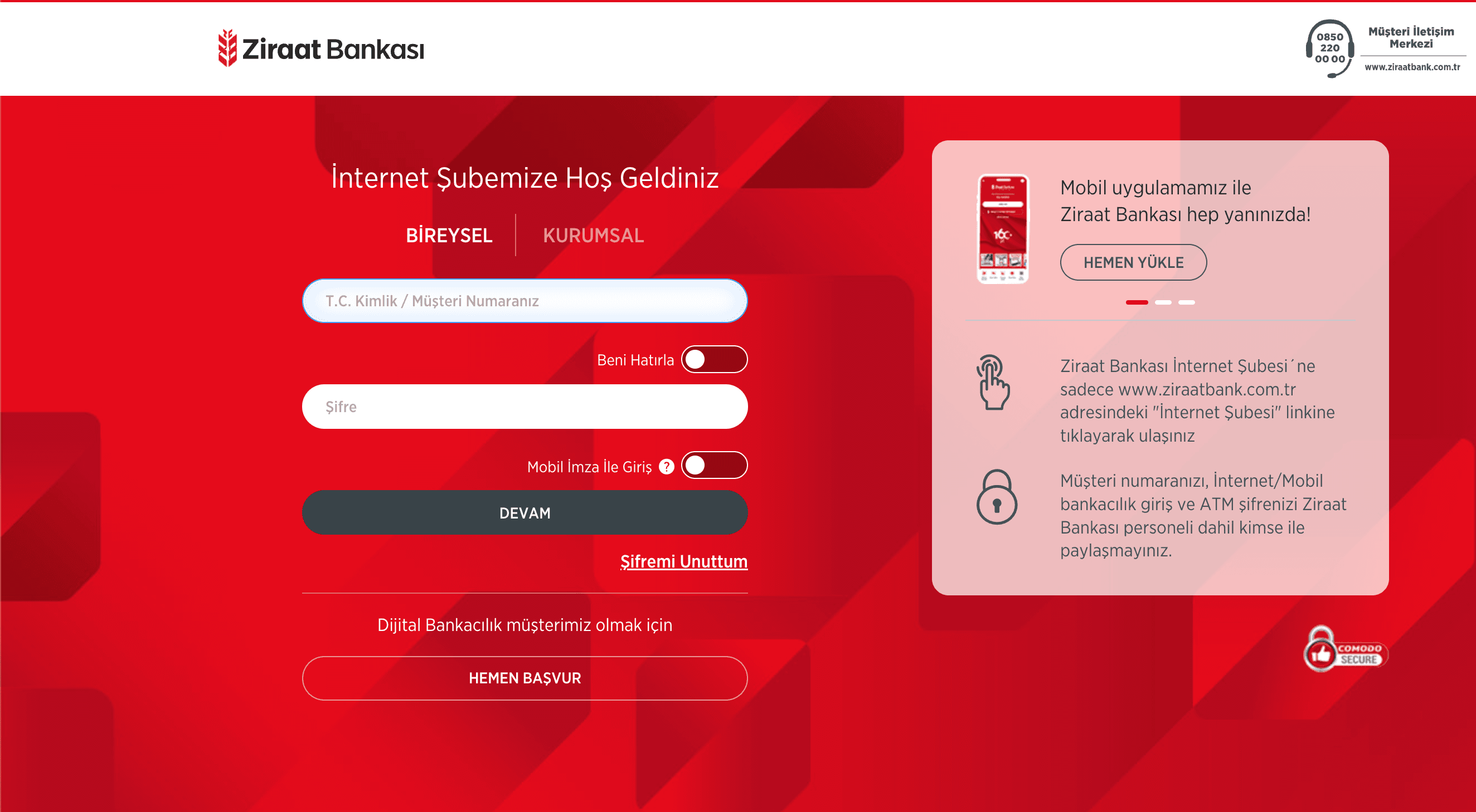 Ziraat Bank Financial Screens
